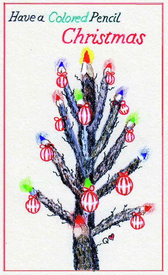 Colored Pencil Christmas Tree Drawing by Quwatha Valentine