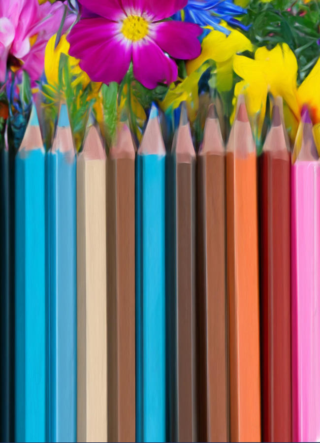 Colored Pencils Triptych - 3 Digital Art by Cordia Murphy