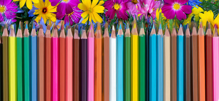 Colored Pencils Triptych Digital Art by Cordia Murphy