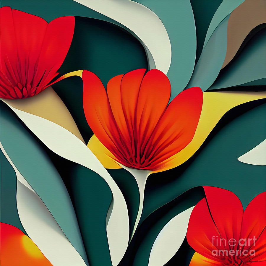Colorful abstract blooms Drawing by Jirka Svetlik