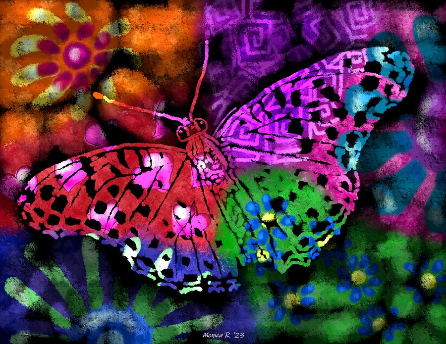 Colorful Abstract Butterfly Digital Art by Monica Resinger