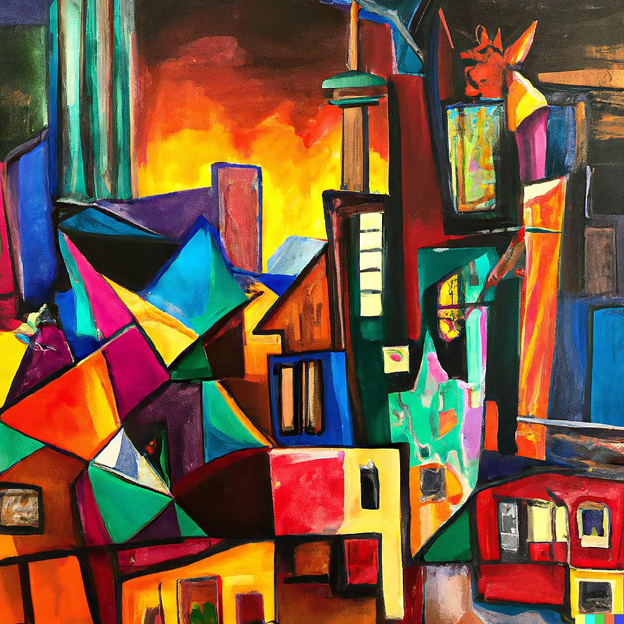 Colorful Abstract Dallas Texas City Skyline - Cityscape Art Painting by ...