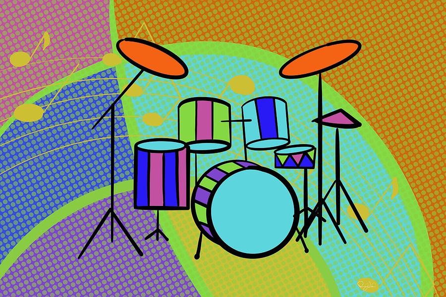Colorful Abstract Drum Set Digital Art by Pamela Williams