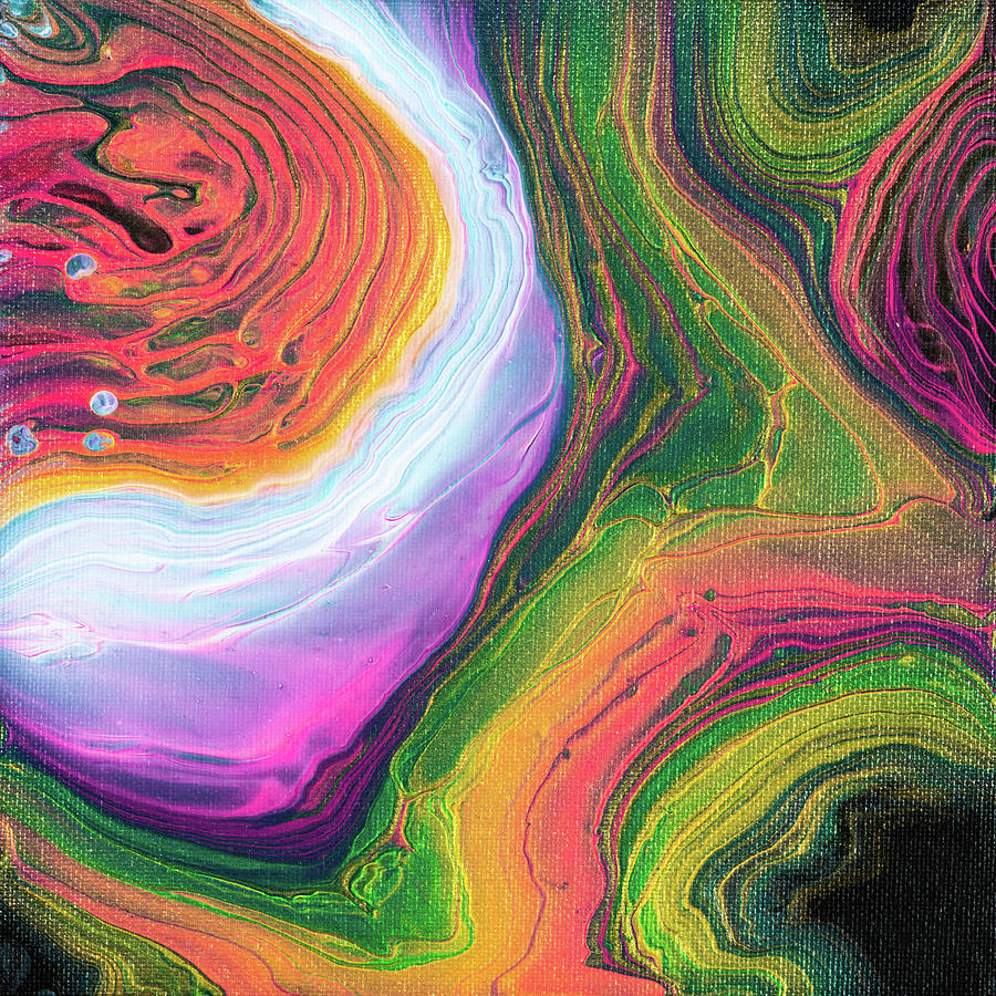 Colorful Abstract Fluid Painting Ring Pour Painting by Matthias Hauser