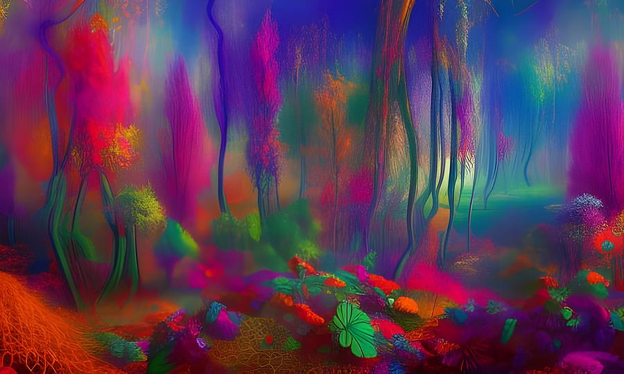 Colorful Abstract Forest  Digital Art by Beverly Read