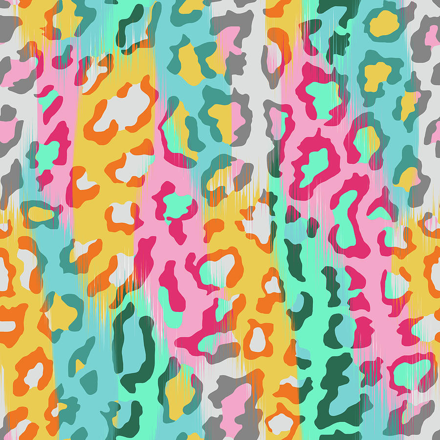 Colorful Abstract Leopard Animal Skin Background. Drawing