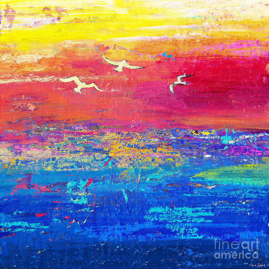 Colorful Abstract Ocean  Painting by Sue Zipkin