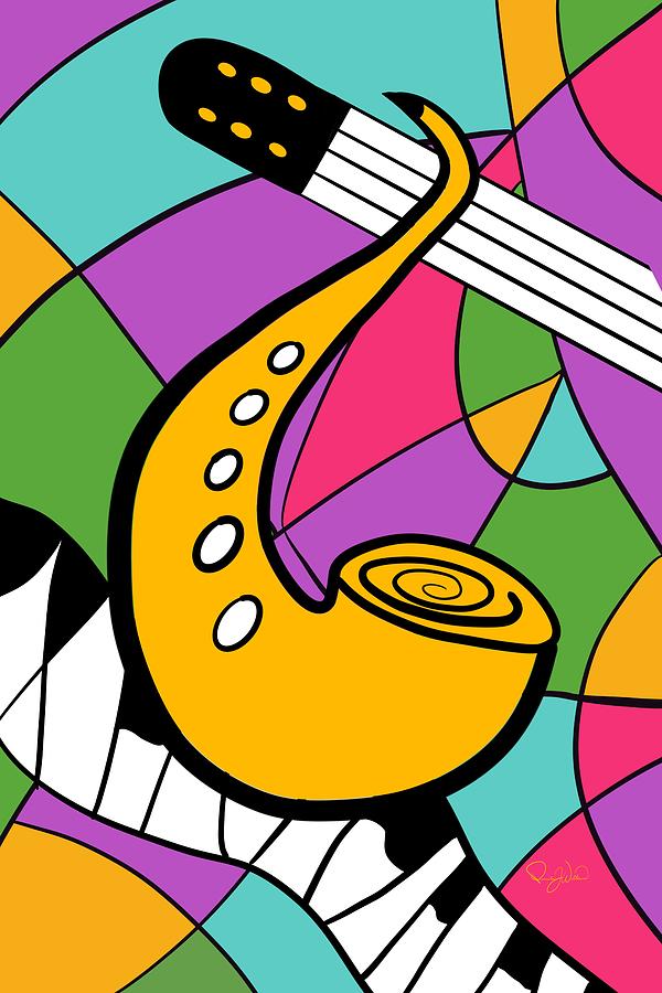Colorful Abstract Saxophone  Digital Art by Pamela Williams