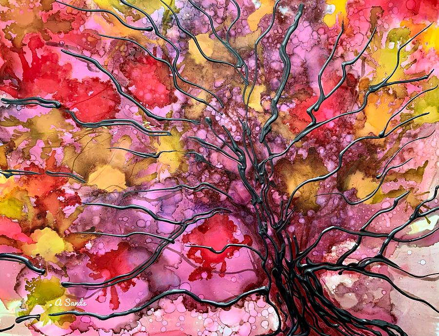Colorful Abstract Tree Painting by Anne Sands
