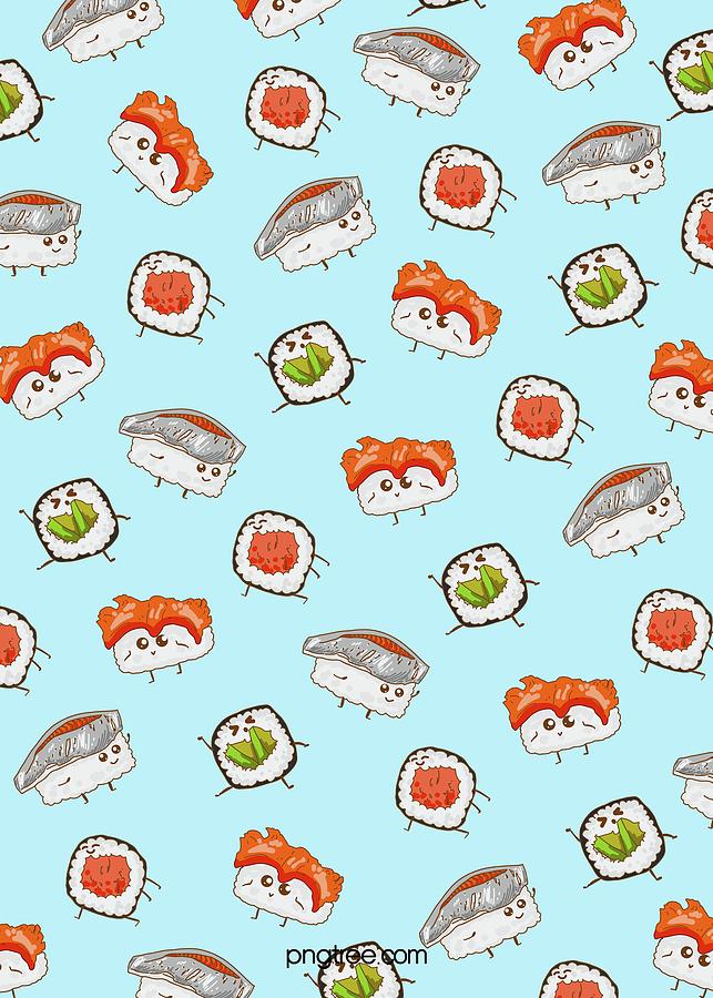 Colorful Action Cartoon Sushi Background Digital Art by 24Printz - Fine ...