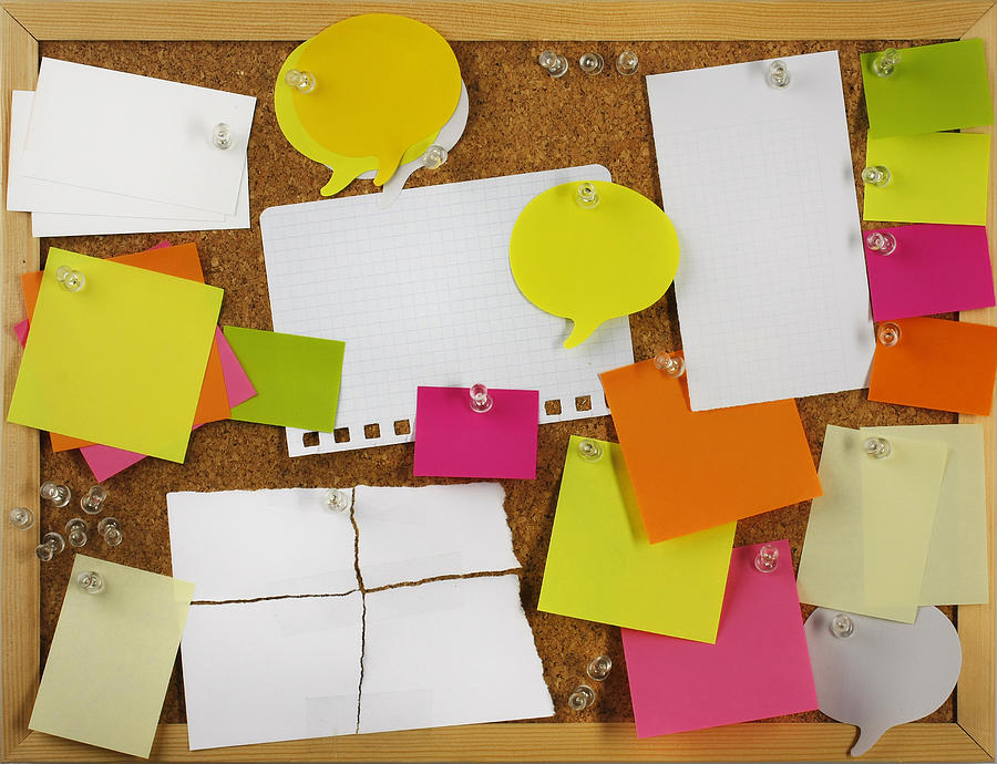 Colorful Adhesive Notes On Cork Board Photograph by Adam Smigielski