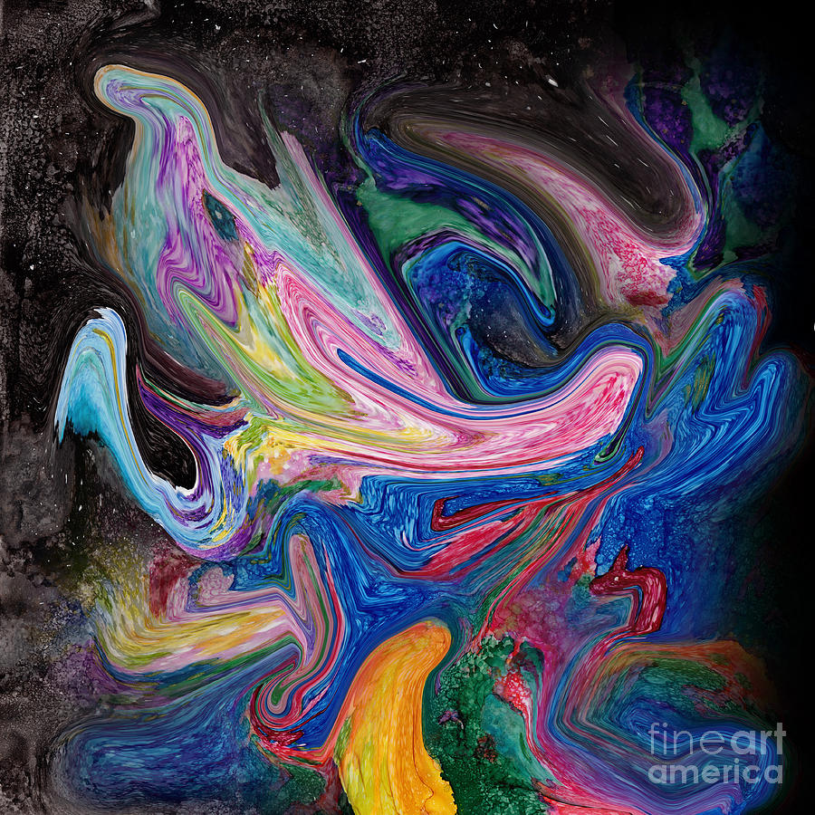 Colorful Alcohol Ink Abstract Digital Art by Conni Schaftenaar
