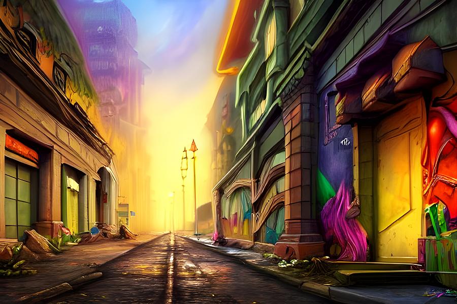 Colorful Alley Digital Art by Beverly Read