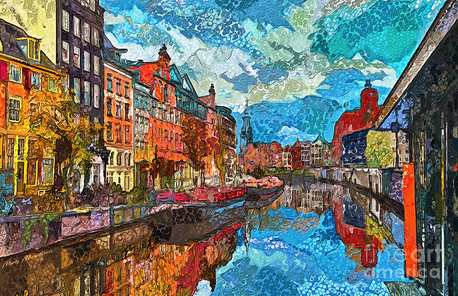 Colorful Amsterdam Canal V2  Mixed Media by Martys Royal Art