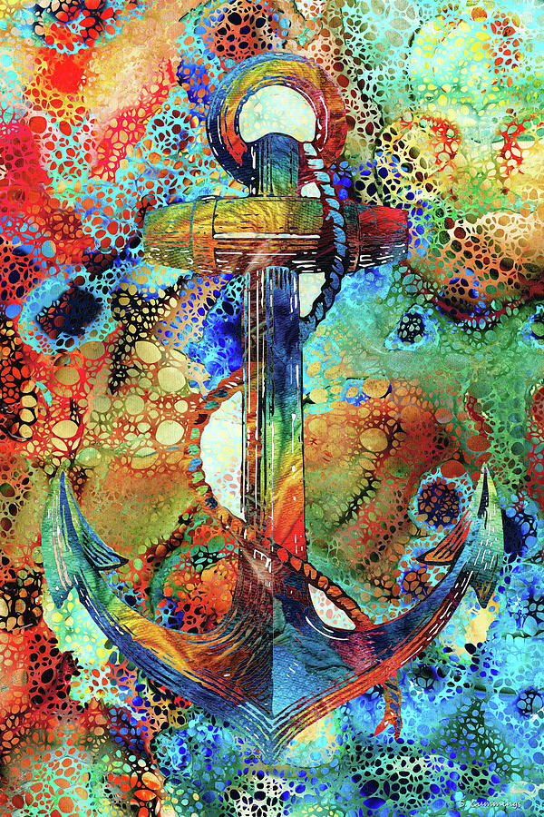 Colorful Anchor Art - Hidden Gem - Sharon Cummings Painting by Sharon ...