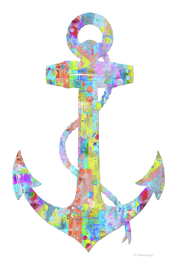 Boat Painting - Colorful Anchor Fresh Color Art by Sharon Cummings