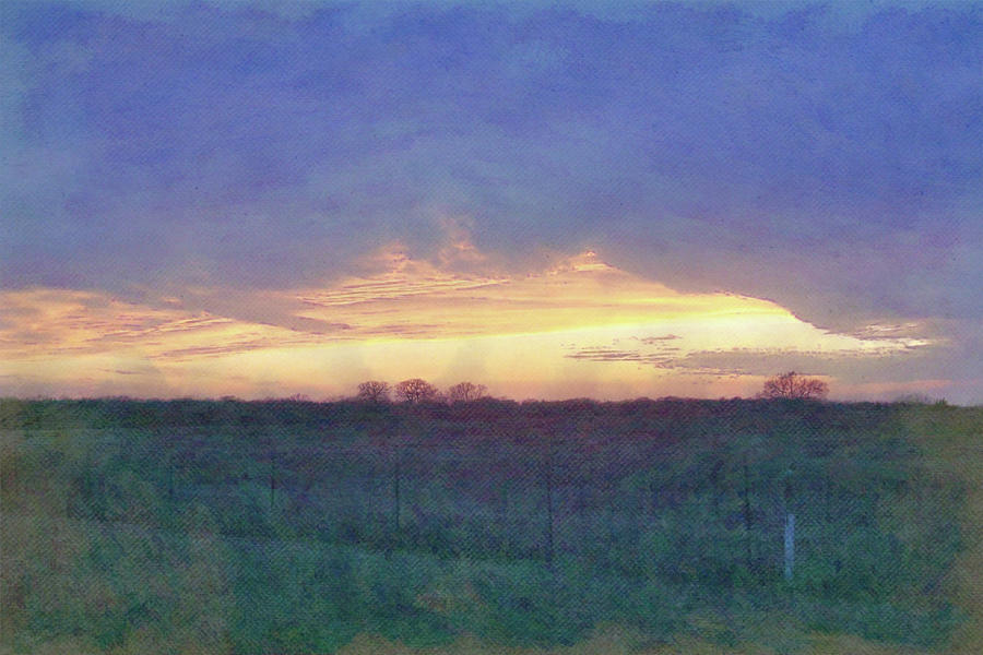 Colorful and Artsy Texas Prairie Sunset Digital Art by Gaby Ethington
