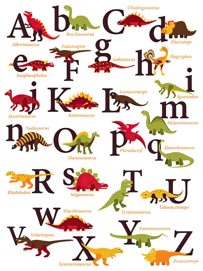 Colorful Art Dinosaur Alphabet Poster tumblr Painting by Jacob Taylor ...