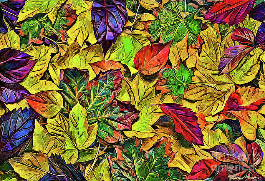 Colorful Autumn Leaves V1 Mixed Media by Martys Royal Art