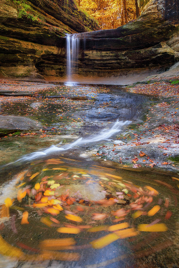 Colorful Autumn Waterfall Swirl Photograph