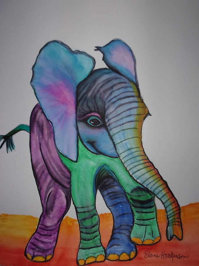 Colorful Baby Elephant Painting