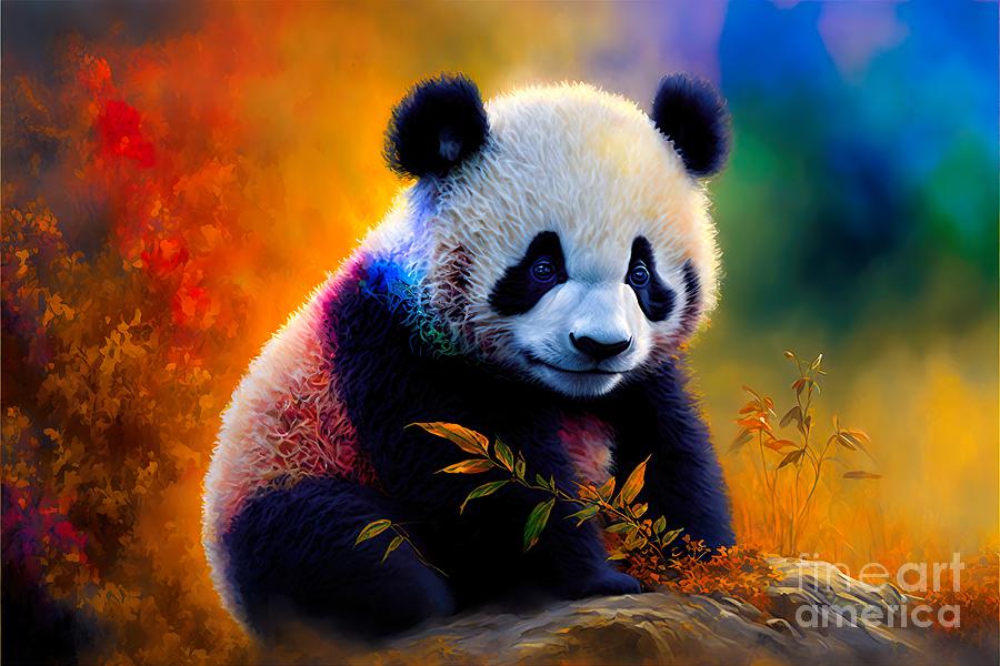 Colorful Baby Panda Digital Art by Pix Pow Gallery - Fine Art America