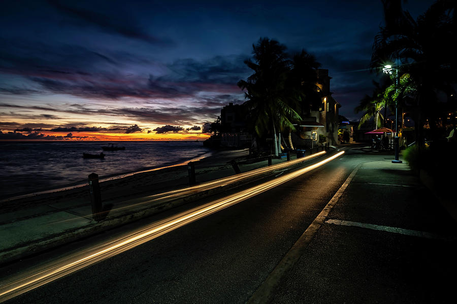Colorful Barbados coast dusk scene Photograph by Sven Brogren