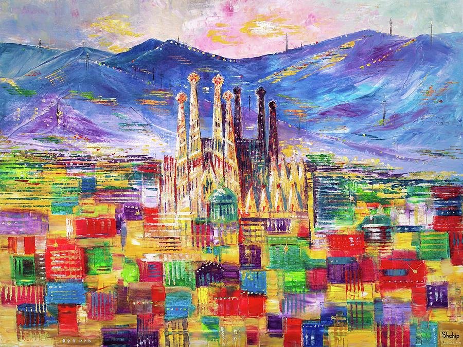 Colorful Barcelona. La Sagrada Familia Painting by Natalia Shchipakina ...