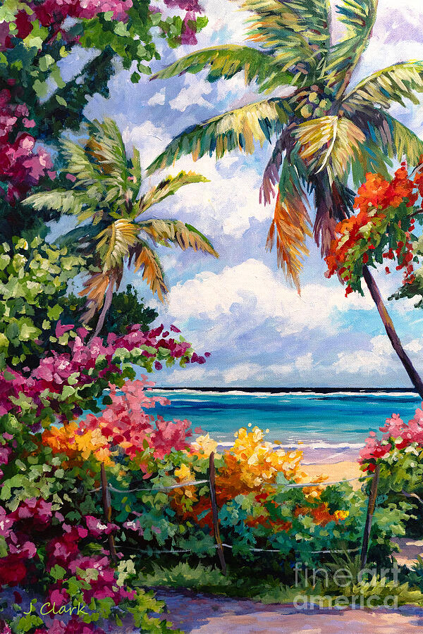 Colorful Beach View Painting by John Clark