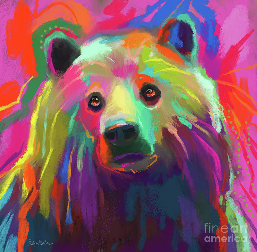 Colorful Bear art Painting by Svetlana Novikova