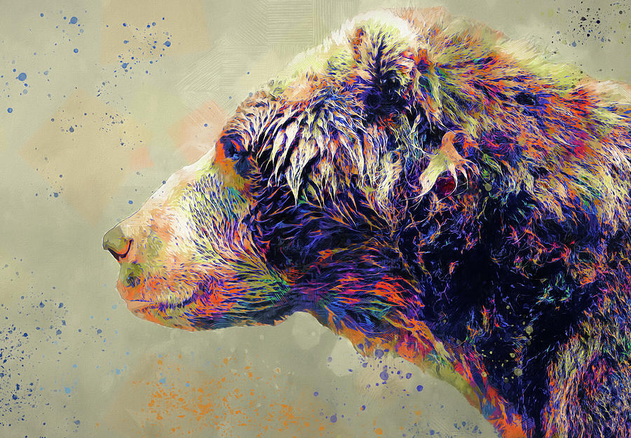 Colorful Bear Portrait Painting Painting by Dan Sproul