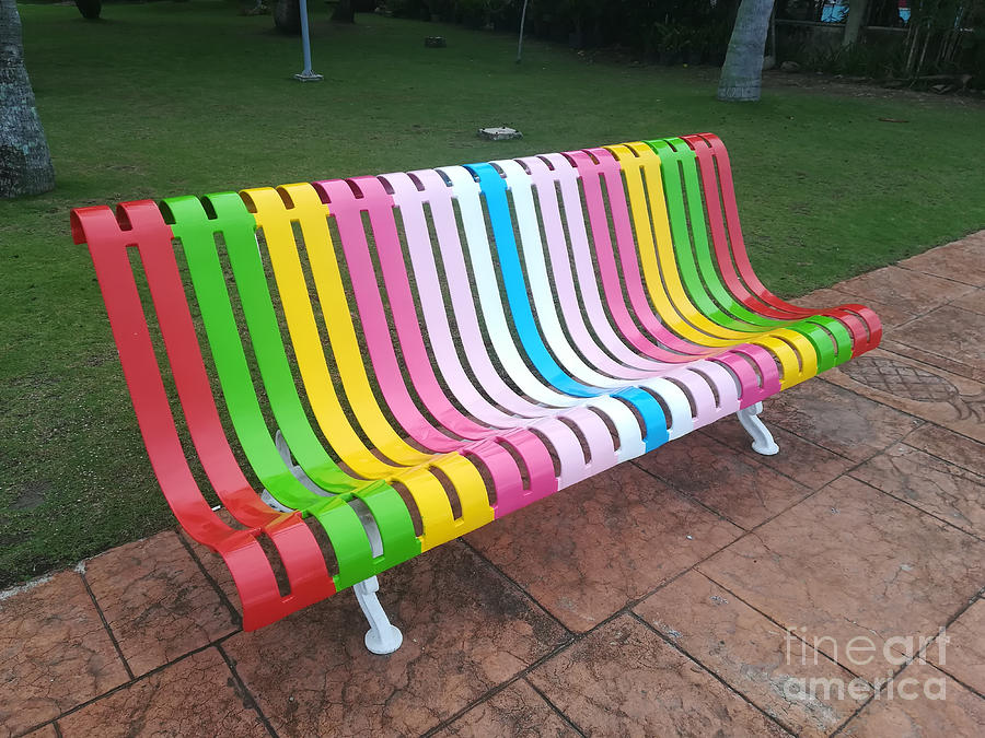 Colorful discount outdoor bench