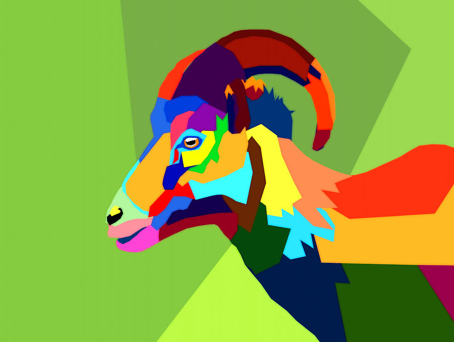 Colorful Bighorn Ram Digital Art by Dan Sproul