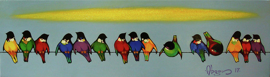 Room Painting - Colorful Birds by Abgar Kh Room Painting - Colorful Birds by Abgar Kh