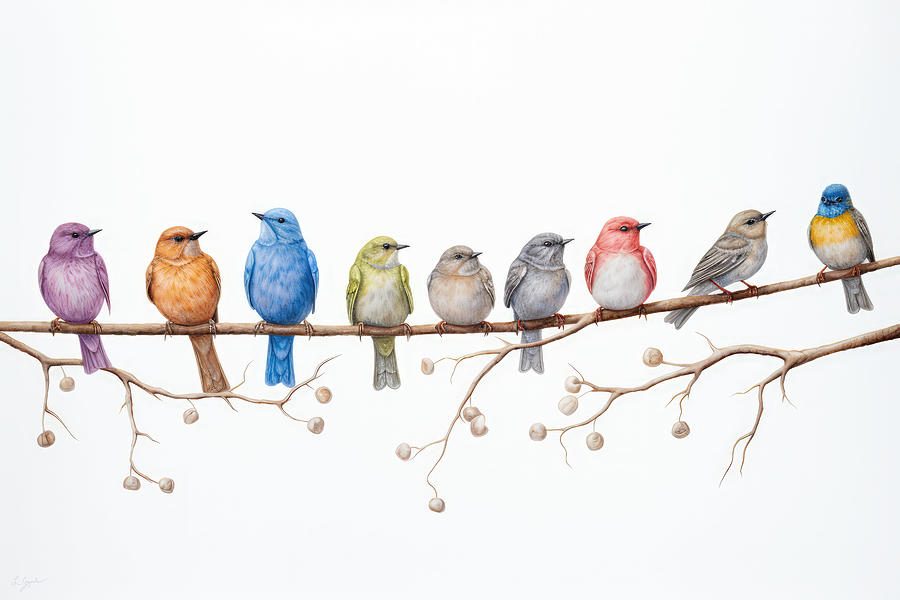 Colorful Birds Wall Art Painting by Lourry Legarde Colorful Birds Wall Art Painting by Lourry Legarde