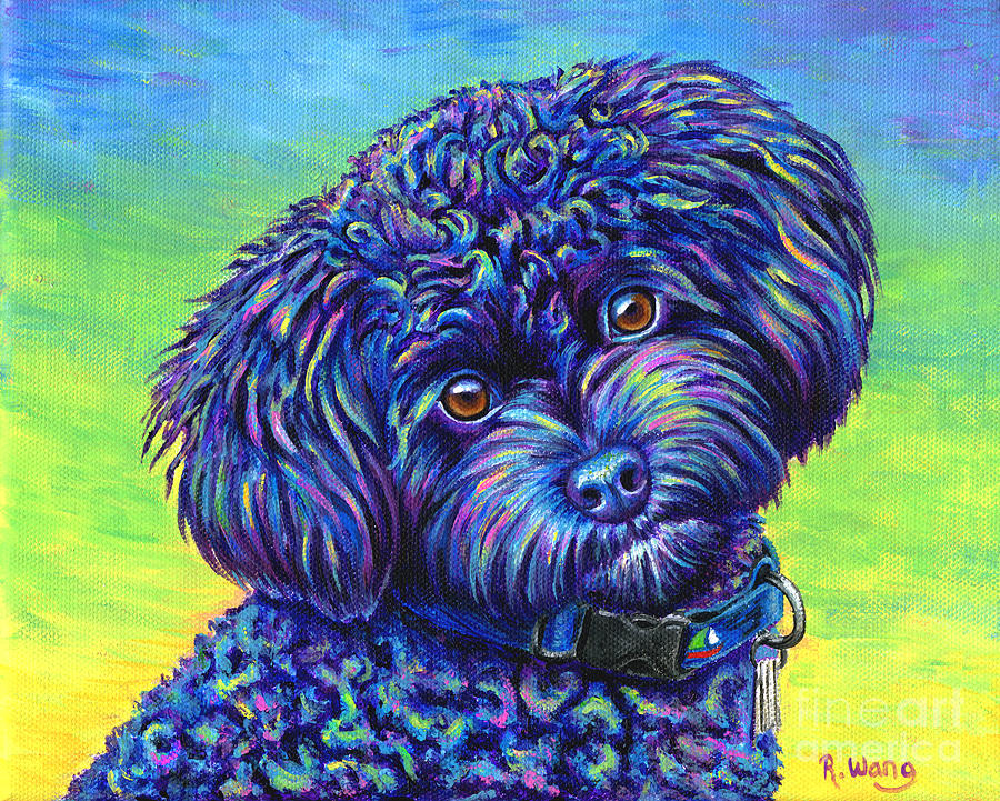 Opalescent - Black Toy Poodle Painting by Rebecca Wang