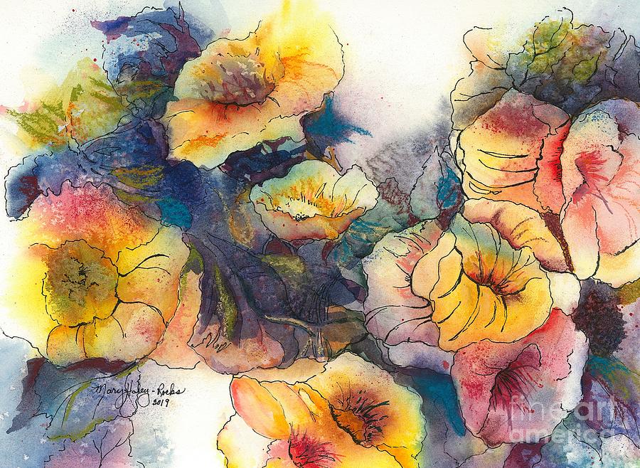 Colorful Blooms Painting by Mary Haley-Rocks