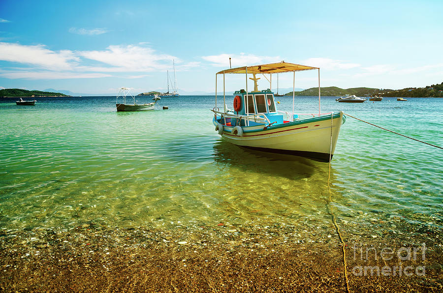 Colorful Boat in Skiathos, Greece Photograph by Jelena Jovanovic