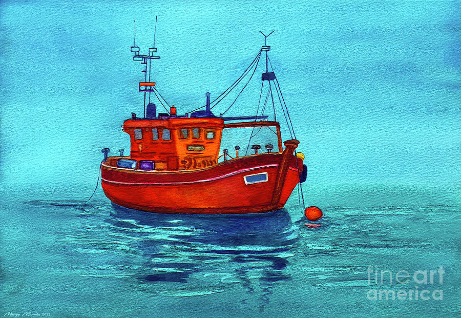 Colorful Boat Scene V1 Painting by Martys Royal Art