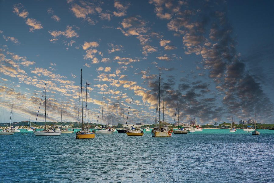 Colorful Boats in Blue Harbor Photograph by Darryl Brooks