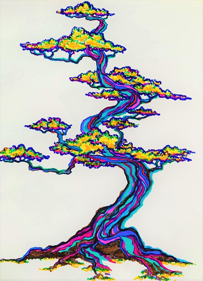 Colorful Bonsai Mixed Media by Kathleen Voort