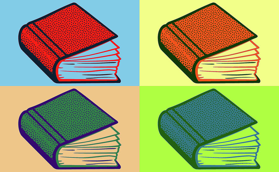 Colorful Books Pop-Art Style  Mixed Media by Shelli Fitzpatrick