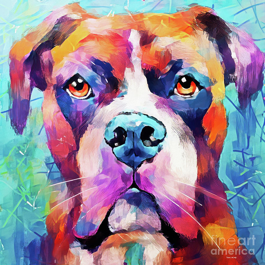 Colorful Boxer Painting by Tina LeCour