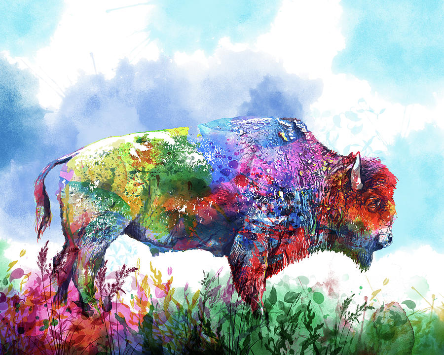 Colorful Buffalo Digital Art