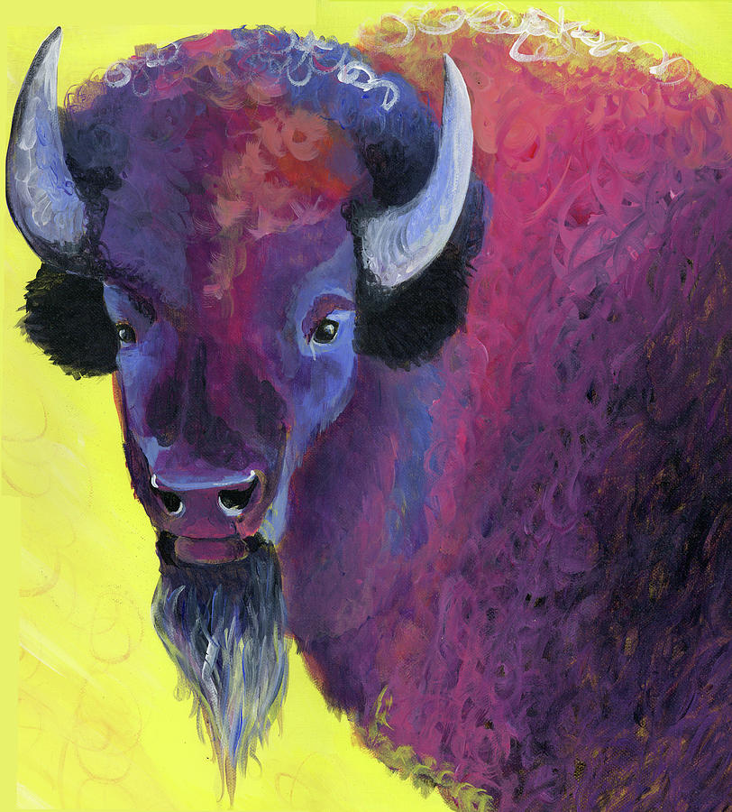 Colorful Buffalo Painting by Raette Meredith - Fine Art America