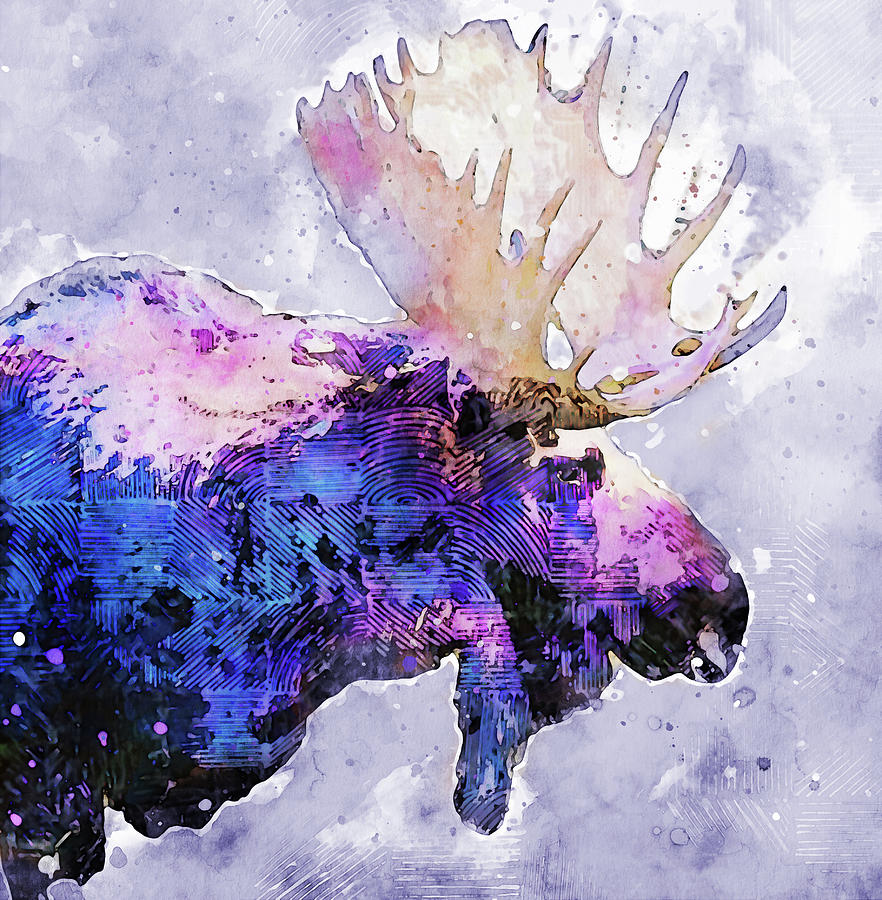 Colorful Bull Moose Mixed Media by Dan Sproul