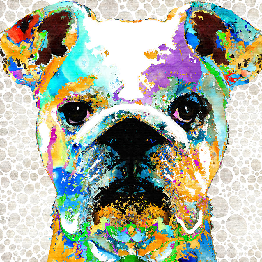 Colorful Bulldog Art - Bright Dog - Sharon Cummings Painting by Sharon Cummings