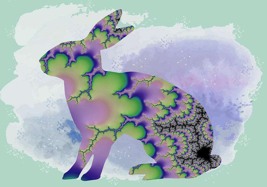 Colorful Bunny Rabbit-Fractal Watercolor Fusion Art  Mixed Media by Shelli Fitzpatrick