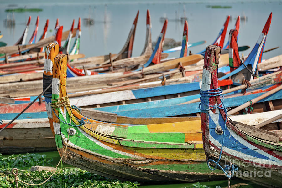 Colorful burmese boats Photograph by Delphimages Photo Creations