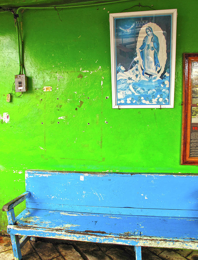 Colorful Bus Stop Catemaco Veracruz Mexico Mixed Media by Lorena Cassady